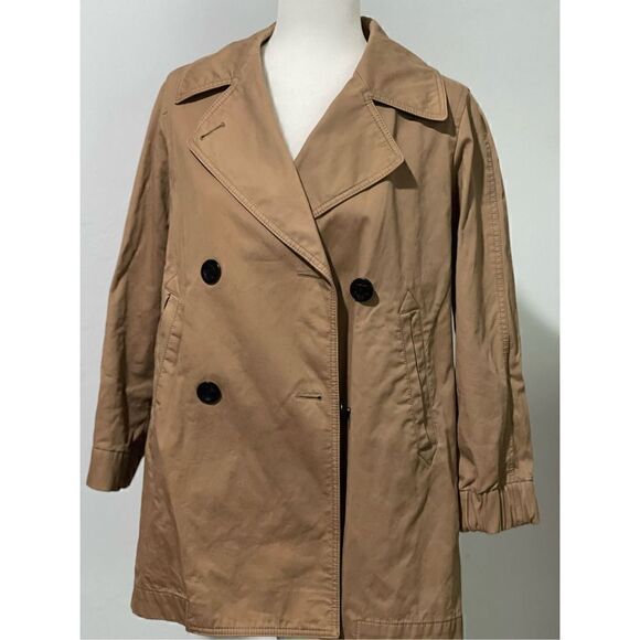 J.Crew factory Bonded Trench coat Tan nautical buttons 8p - Picture 1 of 7